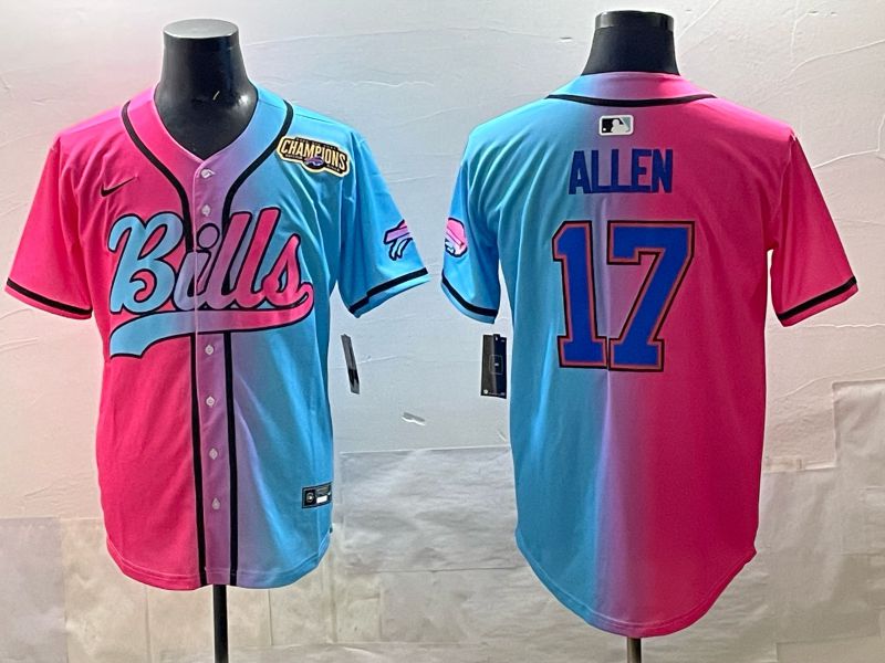 Men Buffalo Bills 17 Allen Blue pink Nike Limited 2025 NFL Jersey style 006